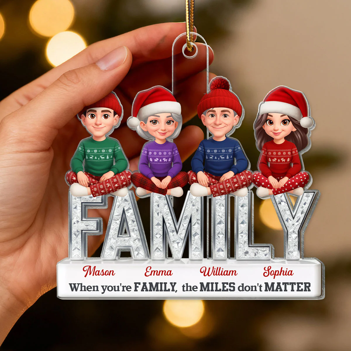 3D Shining Effect Family Forever - Personalized Acrylic Ornament - Christmas Gift For Family - Image 6