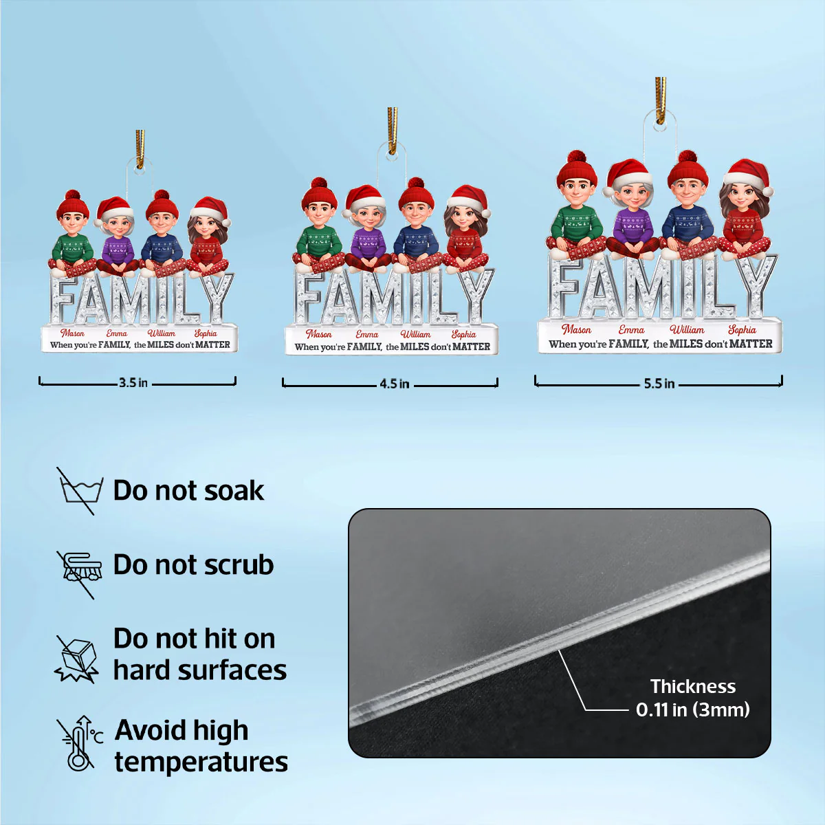 3D Shining Effect Family Forever - Personalized Acrylic Ornament - Christmas Gift For Family - Image 7