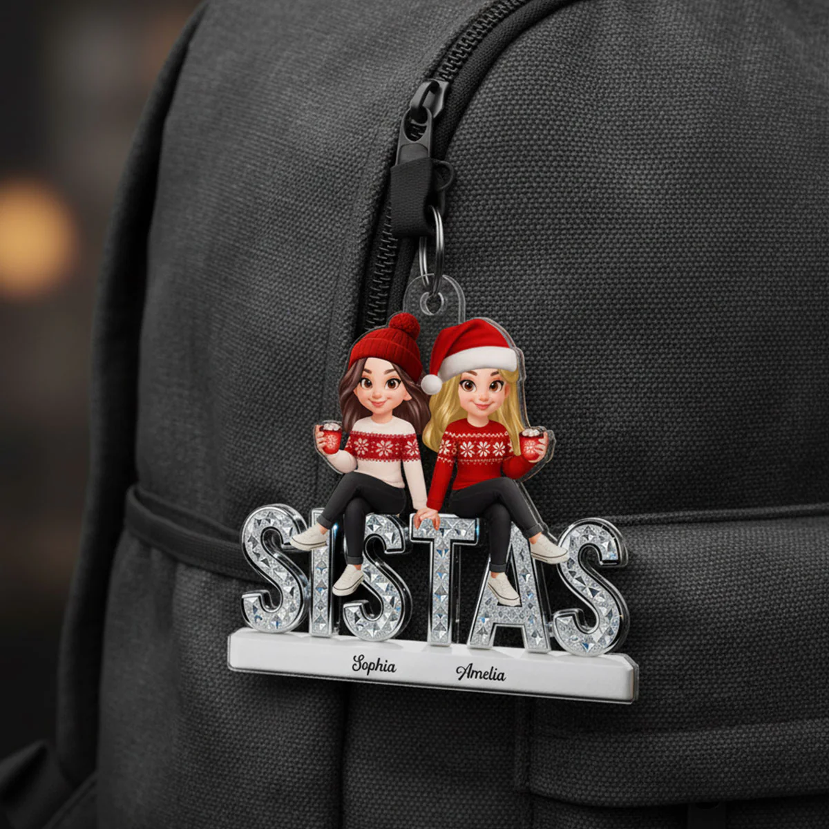 3D Shining Effect Sistas - Personalized Acrylic Ornament - Christmas Gift For Sisters - Image 8