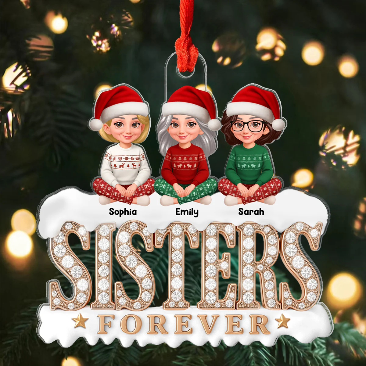 3D Shining Effect Sisters Forever Beautiful Women - Personalized Acrylic Ornament - Gift For Sisters - Image 6