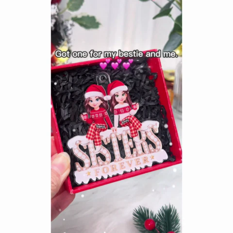 3D Shining Effect Sisters Forever - Personalized Acrylic Ornament - Heartwarming Christmas Gift For Sisters, Matching Ornament For Sisters - Image 2