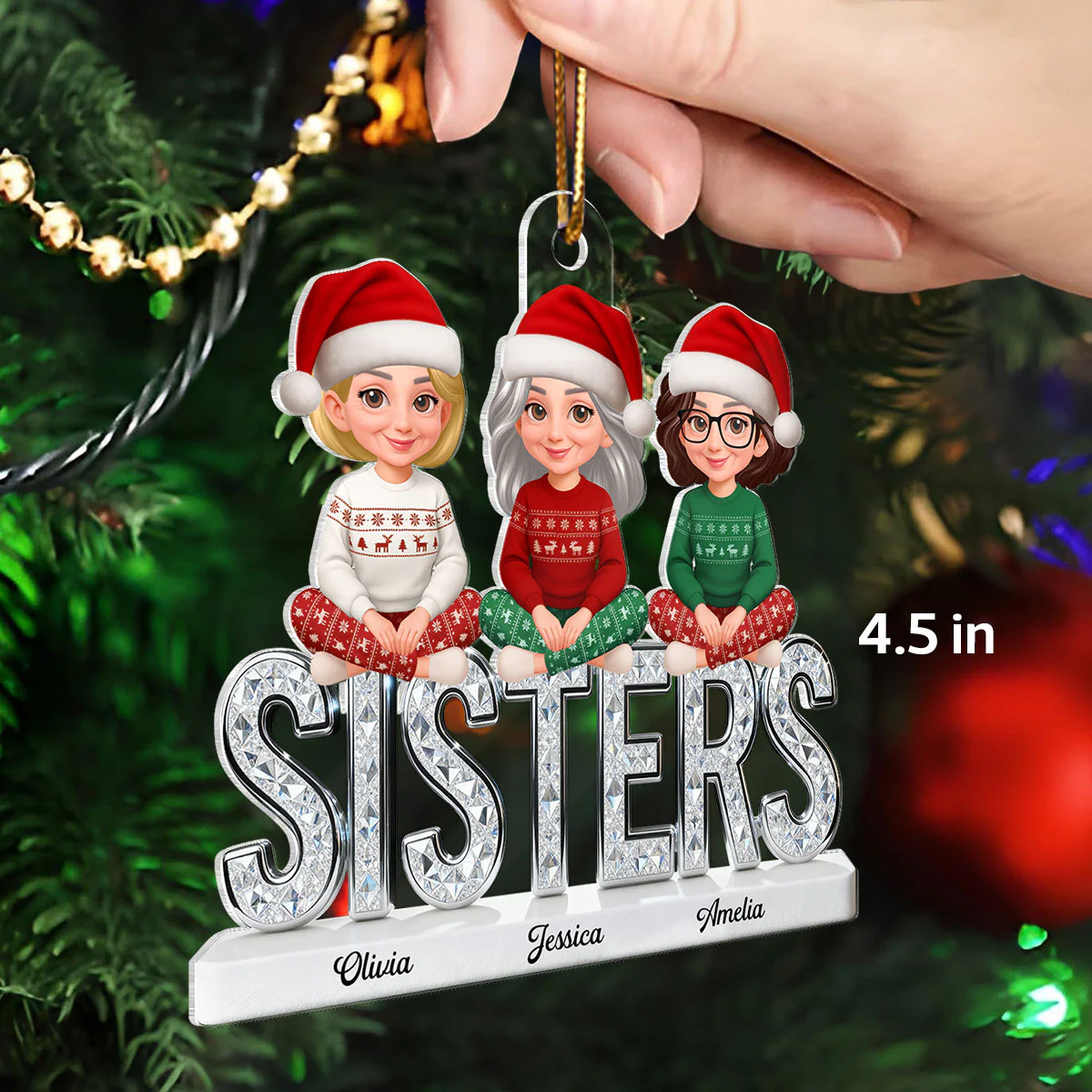 3D Shining Effect Sisters Forever Together Beautiful Women - Personalized Acrylic Ornament - Gift For Sisters - Image 3