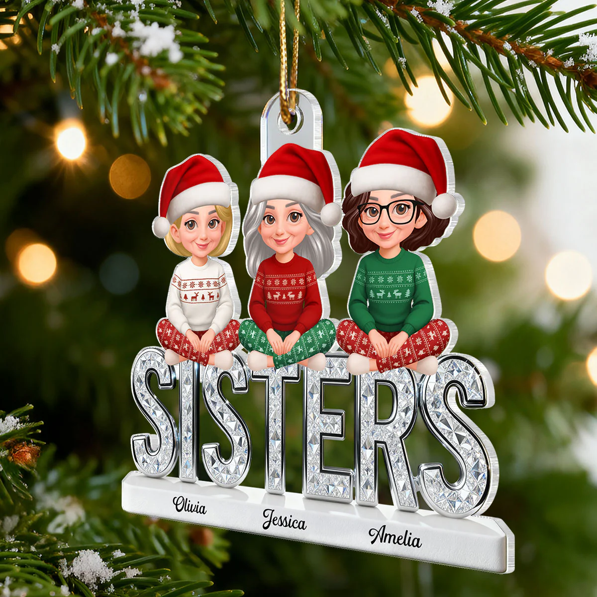 3D Shining Effect Sisters Forever Together Beautiful Women - Personalized Acrylic Ornament - Gift For Sisters - Image 4