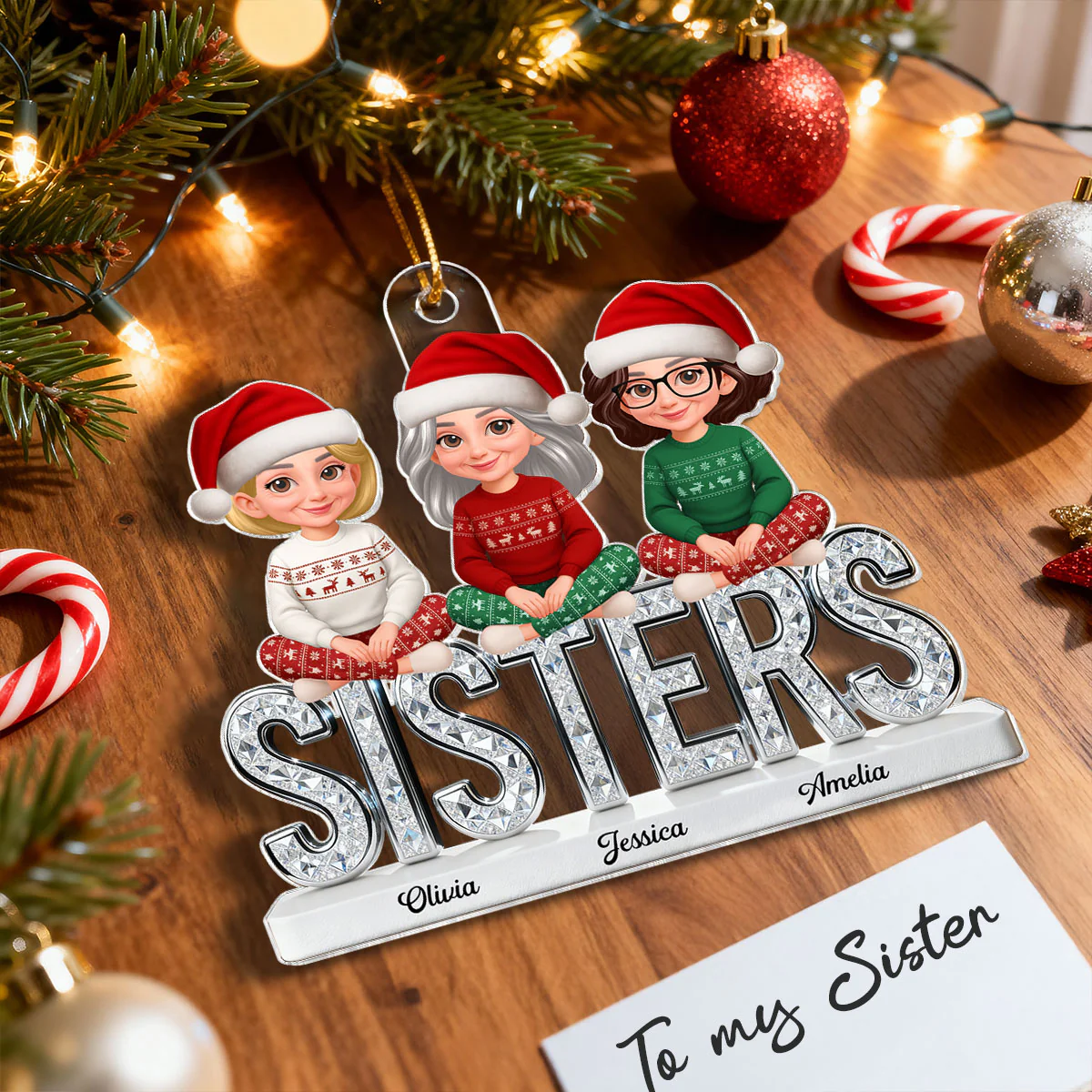 3D Shining Effect Sisters Forever Together Beautiful Women - Personalized Acrylic Ornament - Gift For Sisters - Image 6