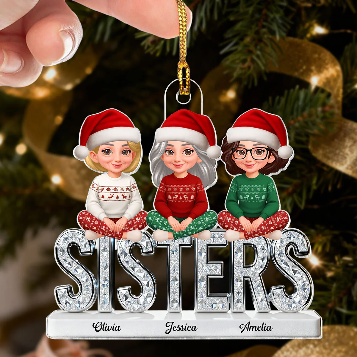 3D Shining Effect Sisters Forever Together Beautiful Women - Personalized Acrylic Ornament - Gift For Sisters - Image 7