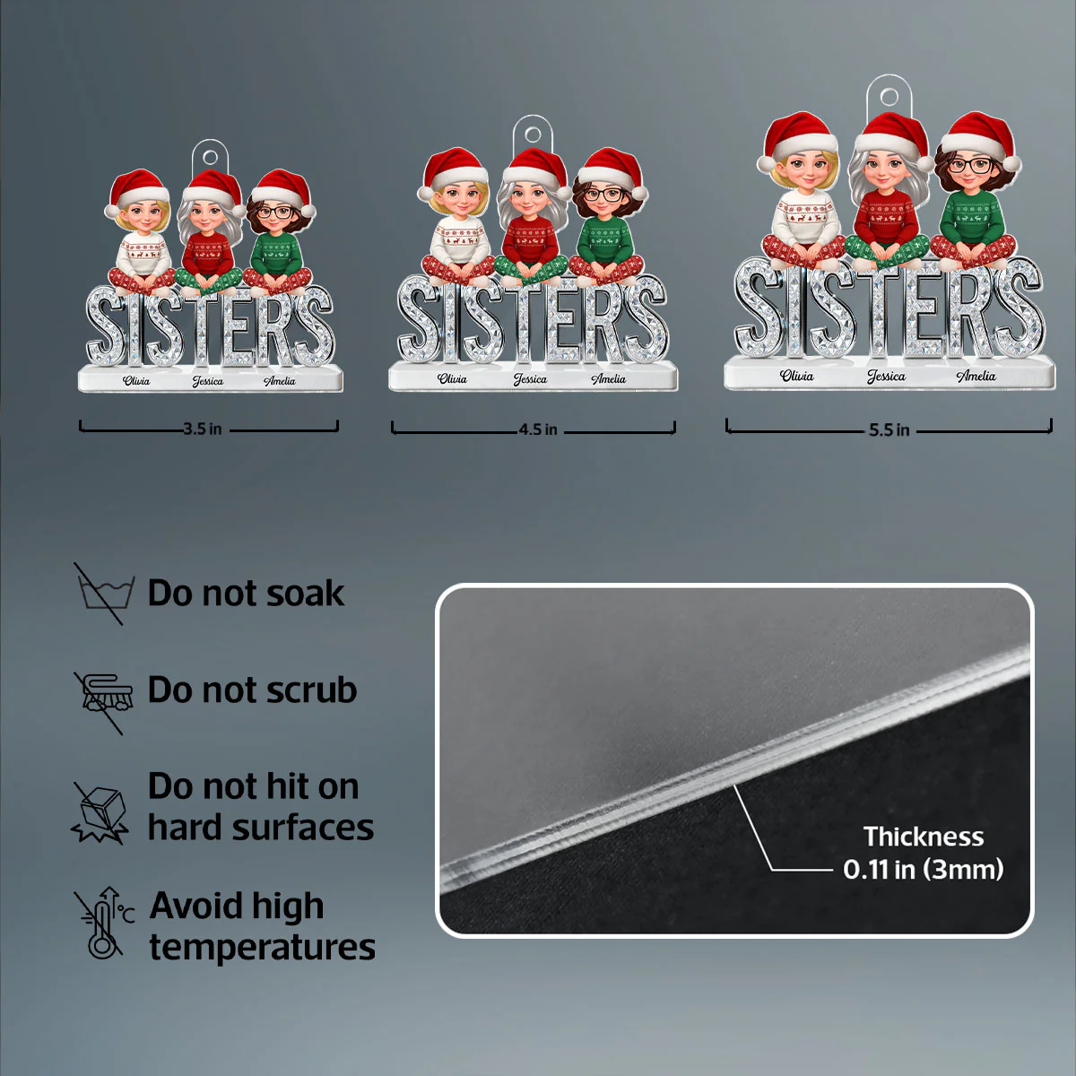 3D Shining Effect Sisters Forever Together Beautiful Women - Personalized Acrylic Ornament - Gift For Sisters - Image 8
