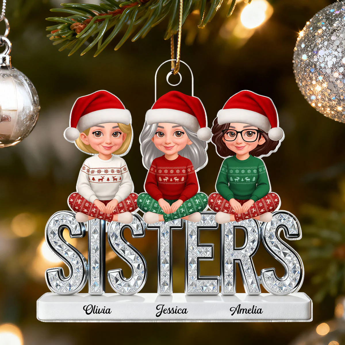 3D Shining Effect Sisters Forever Together Beautiful Women - Personalized Acrylic Ornament - Gift For Sisters - Image 9
