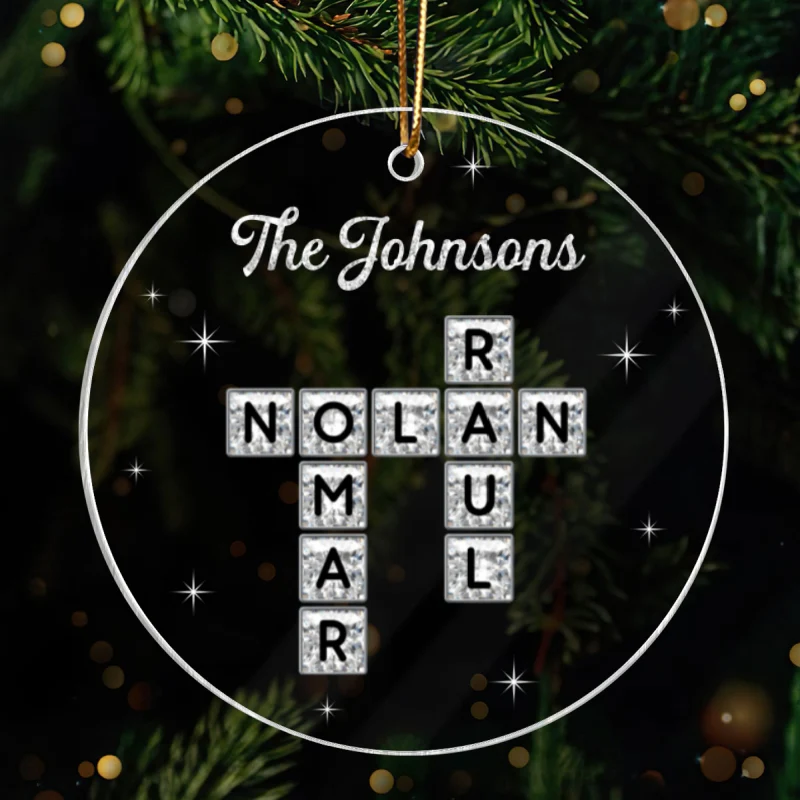 3D Shining Effect The Family Crossword Puzzle Art - Personalized Acrylic Ornament - Christmas Gift For Family, Matching Ornaments For Family - Image 10