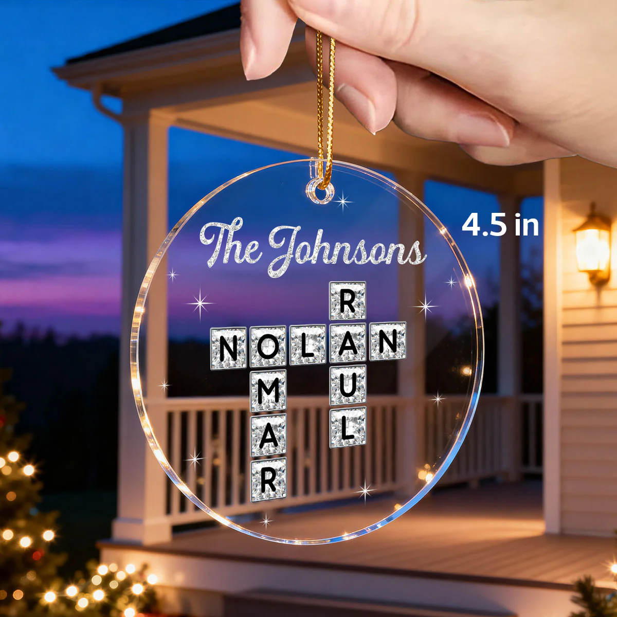3D Shining Effect The Family Crossword Puzzle Art - Personalized Acrylic Ornament - Christmas Gift For Family, Matching Ornaments For Family - Image 2