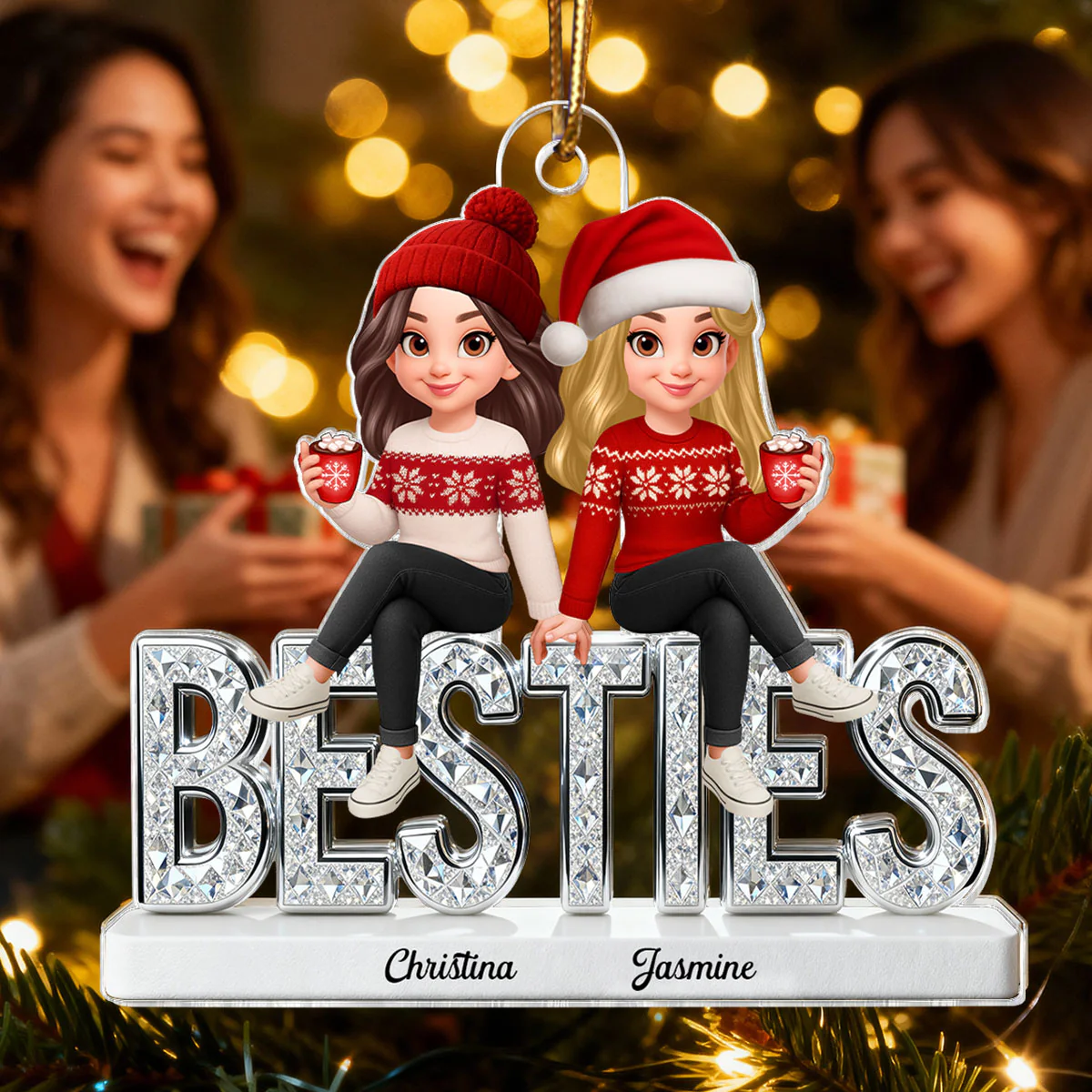 [BUY 1 GET 1 FREE] 3D Shinning Effect Besties Christmas - Personalized Acrylic Ornament - Gift For Best Friends - Image 10