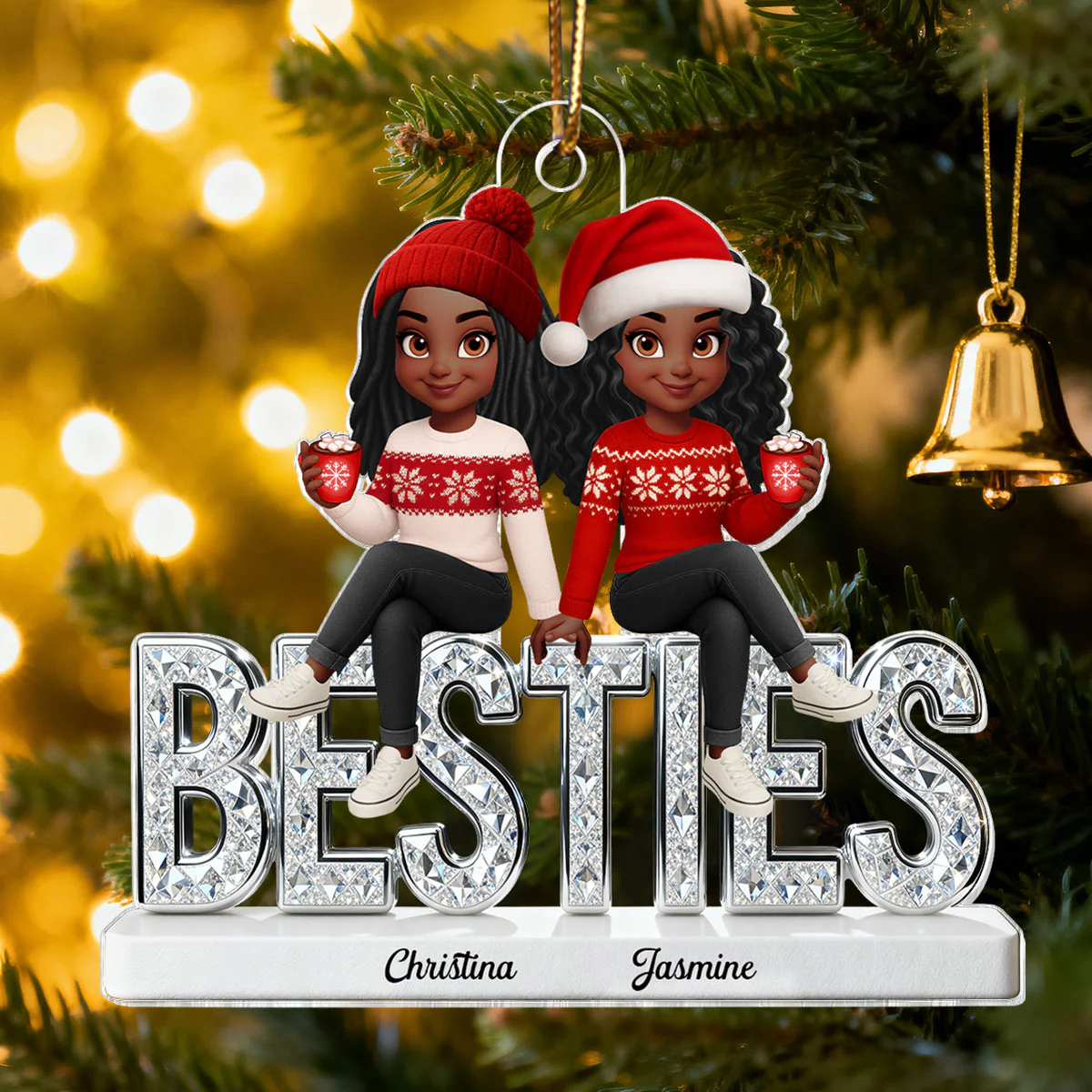 [BUY 1 GET 1 FREE] 3D Shinning Effect Besties Christmas - Personalized Acrylic Ornament - Gift For Best Friends - Image 11