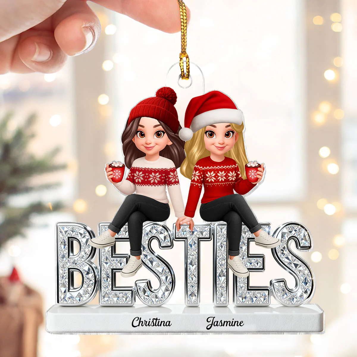 [BUY 1 GET 1 FREE] 3D Shinning Effect Besties Christmas - Personalized Acrylic Ornament - Gift For Best Friends - Image 6