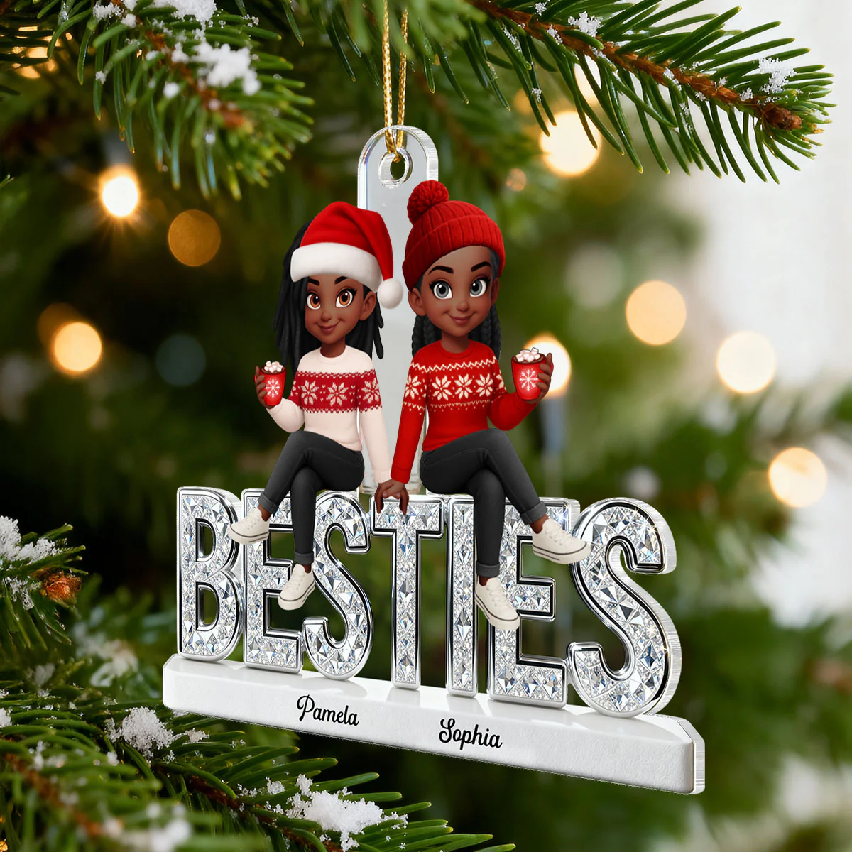 3D Shinning Effect Besties Forever Together Christmas - Personalized Acrylic Ornament - Gift For Best Friends - Image 6