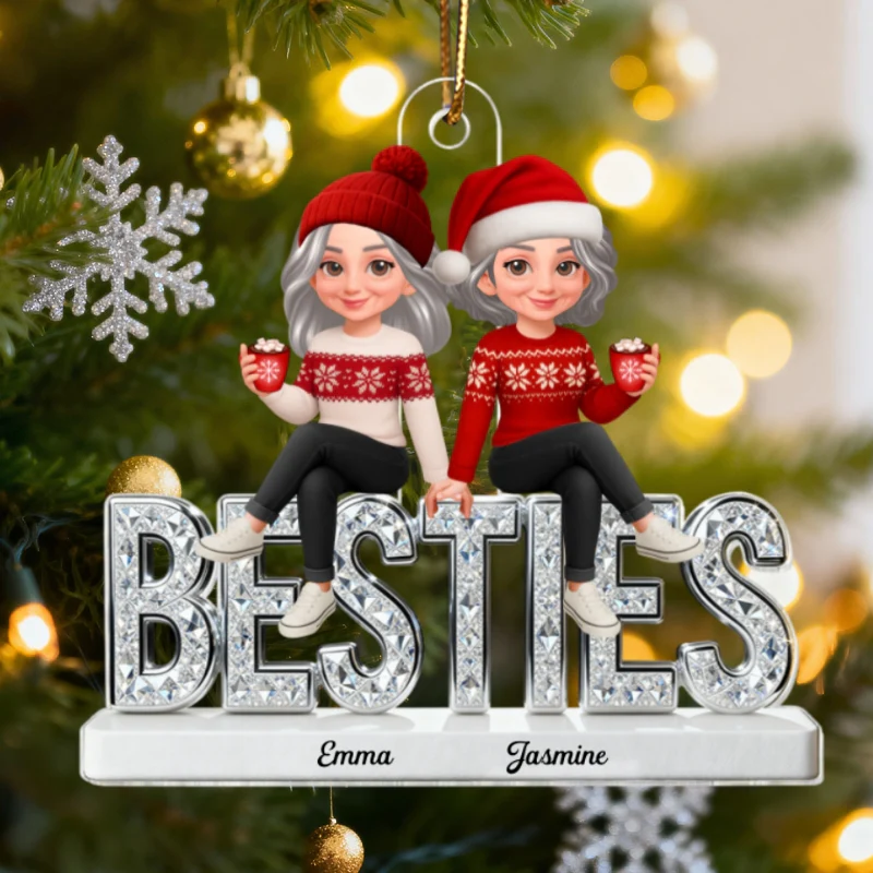 3D Shinning Effect Besties Christmas - Personalized Acrylic Ornament - Gift For Best Friends - Image 12