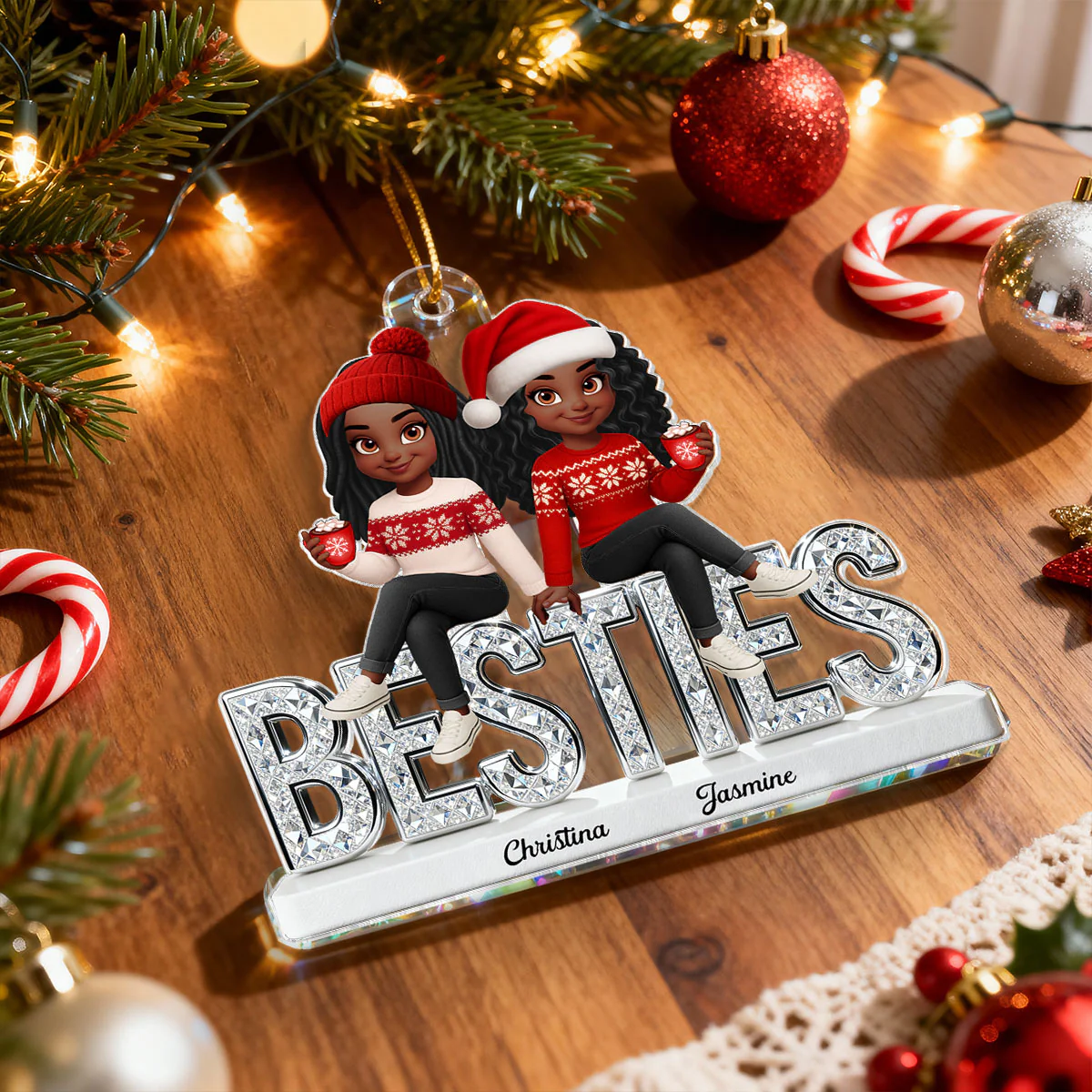 3D Shinning Effect Besties Christmas - Personalized Acrylic Ornament - Gift For Best Friends - Image 9