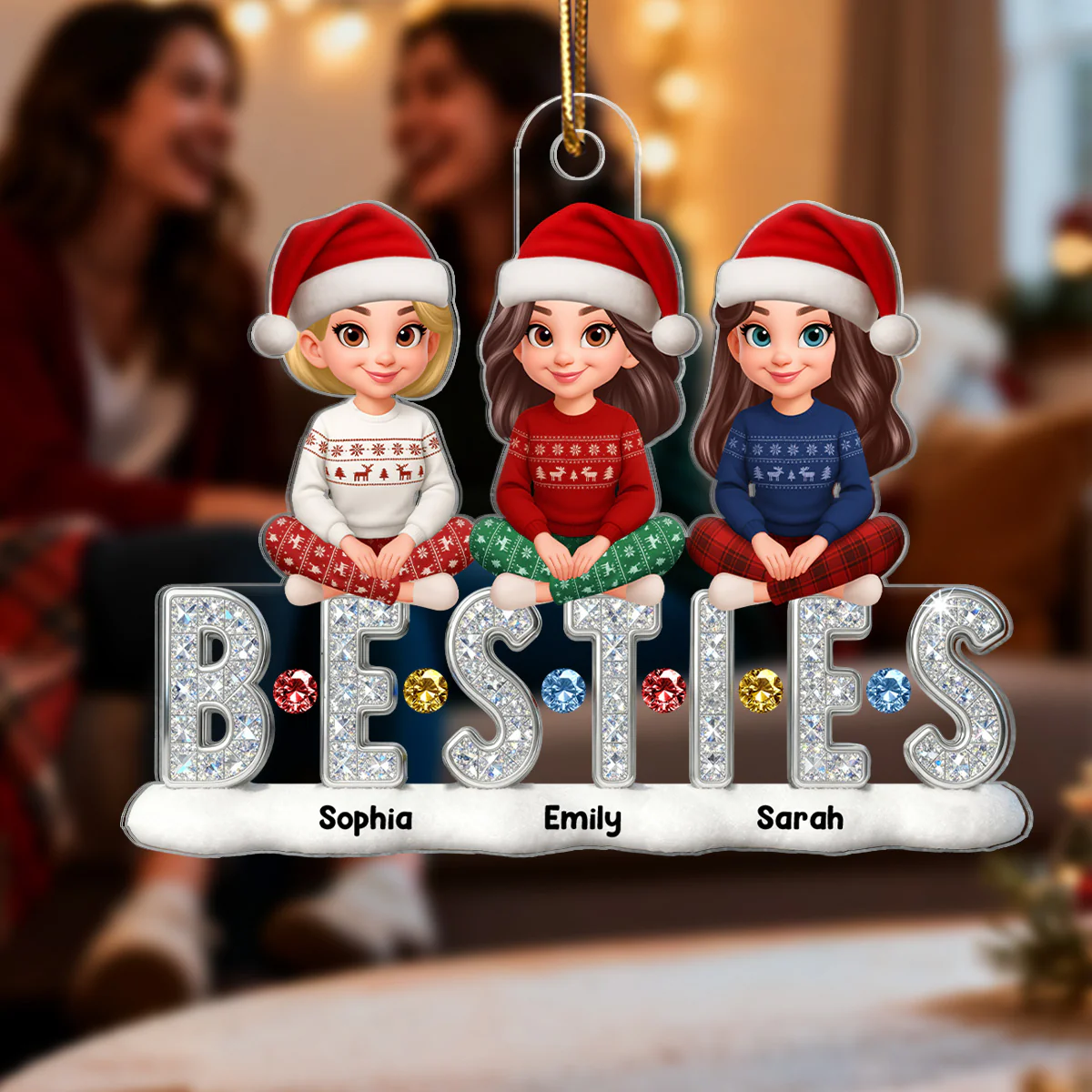 3D Shinning Effect Besties Friends Christmas - Personalized Acrylic Ornament - Gift For Best Friends - Image 3