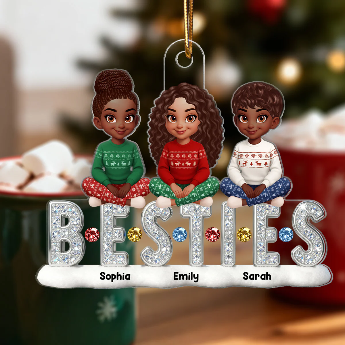 3D Shinning Effect Besties Friends Christmas - Personalized Acrylic Ornament - Gift For Best Friends - Image 7
