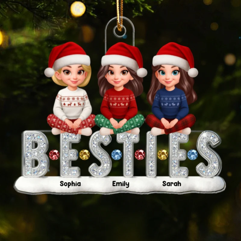 3D Shinning Effect Besties Friends Christmas - Personalized Acrylic Ornament - Gift For Best Friends - Image 9