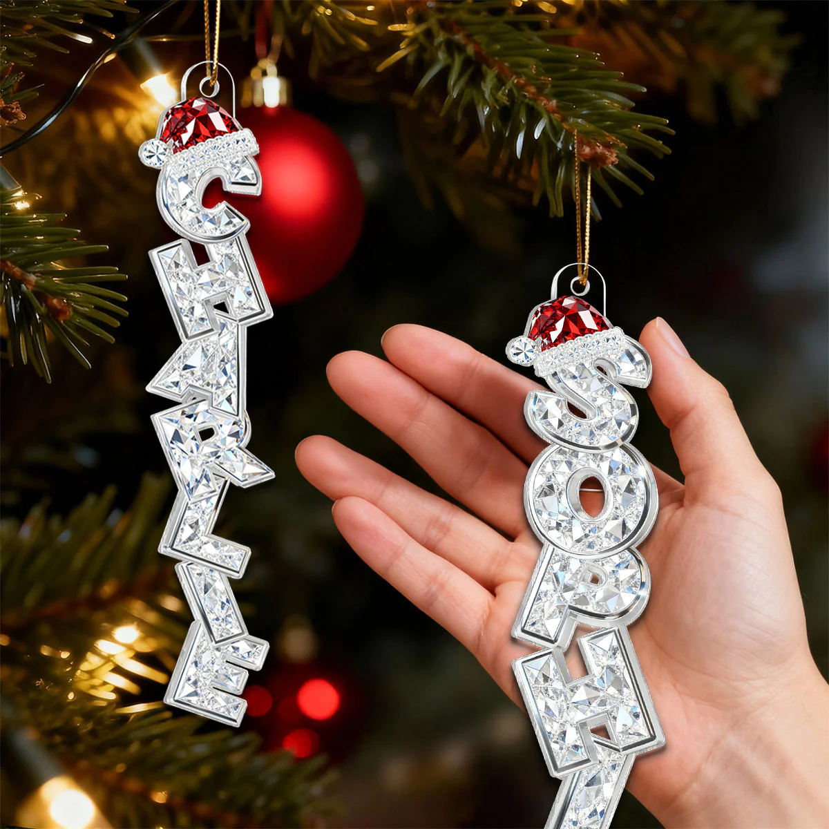 Beautiful Letters Custom Family Names Christmas - Personalized Acrylic Ornament - Gift For Family, Christmas Ornament, Christmas Stocking Name Tags - Image 2