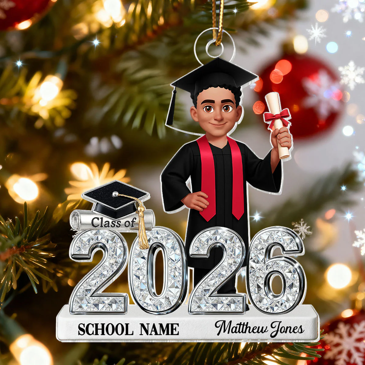 3D Shiny Effect Class Of 2025 2026 Senior - Personalized Acrylic Ornament - Image 10