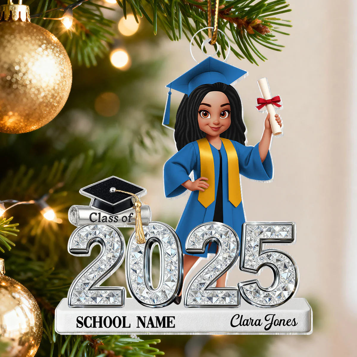 3D Shiny Effect Class Of 2025 2026 Senior - Personalized Acrylic Ornament - Image 12