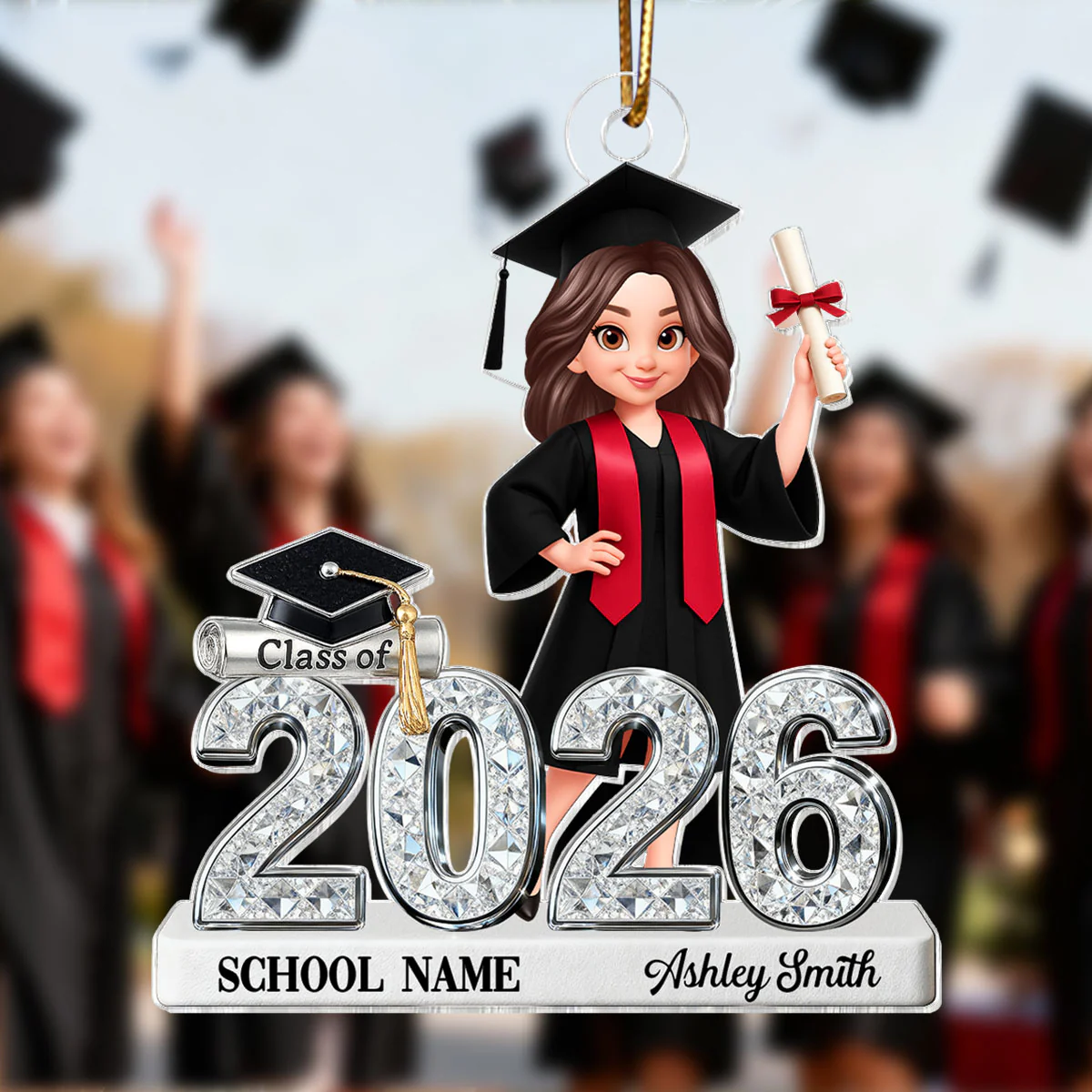 3D Shiny Effect Class Of 2025 2026 Senior - Personalized Acrylic Ornament - Image 13