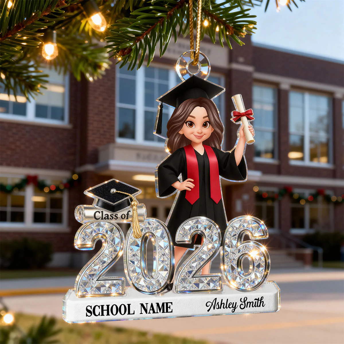 3D Shiny Effect Class Of 2025 2026 Senior - Personalized Acrylic Ornament - Image 2
