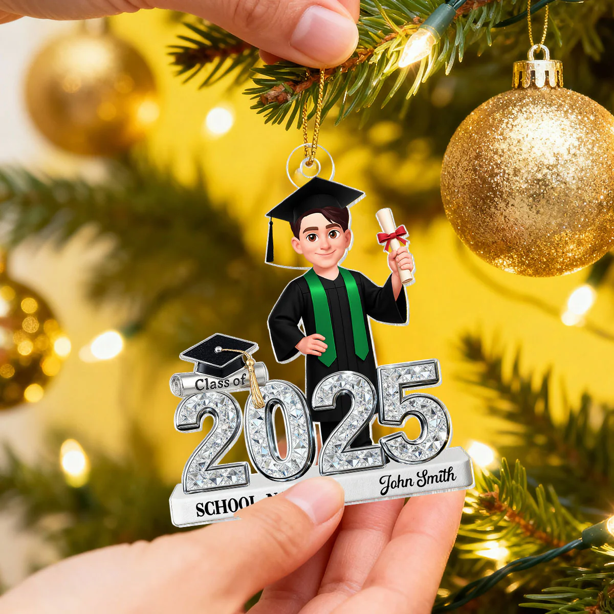 3D Shiny Effect Class Of 2025 2026 Senior - Personalized Acrylic Ornament - Image 5