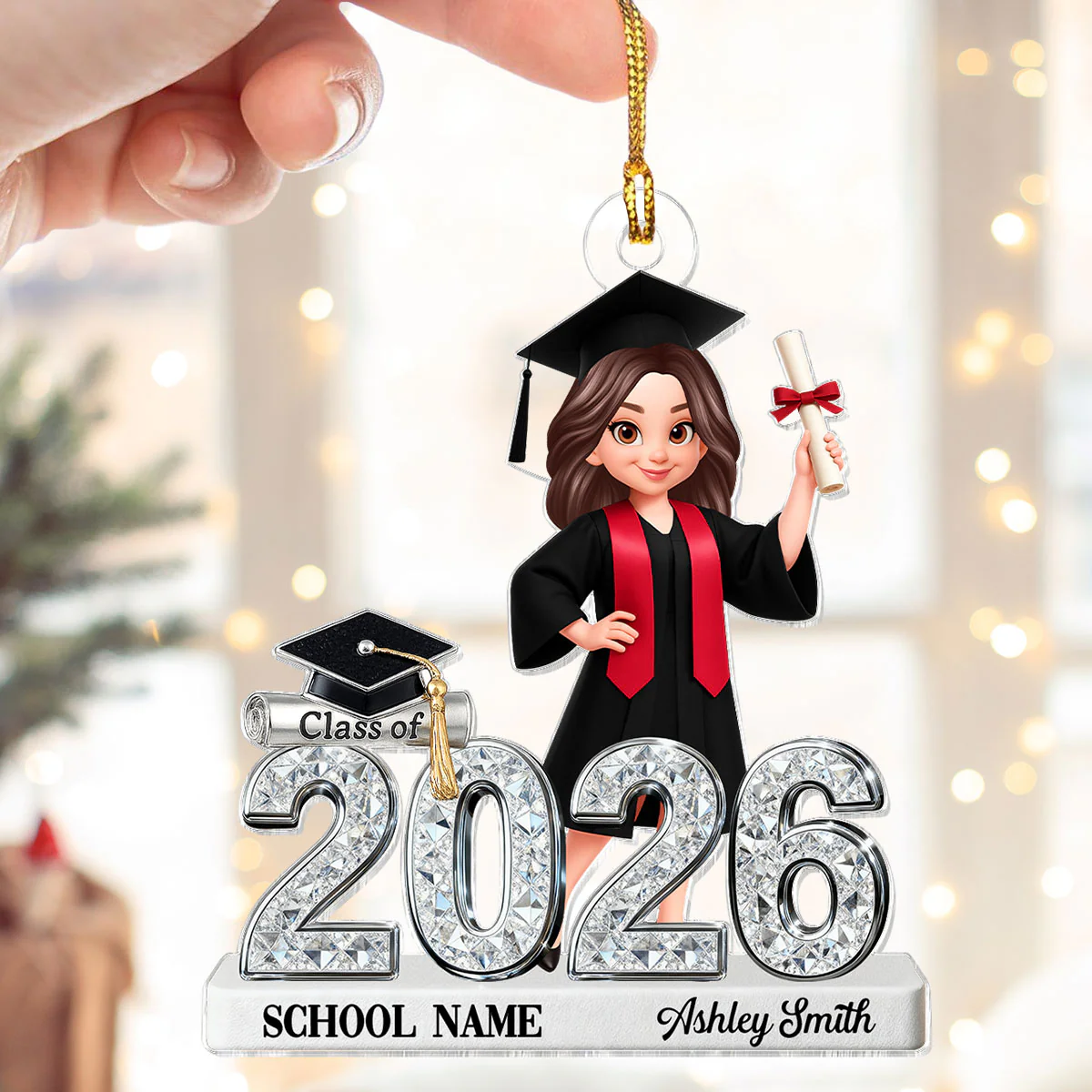 3D Shiny Effect Class Of 2025 2026 Senior - Personalized Acrylic Ornament - Image 7