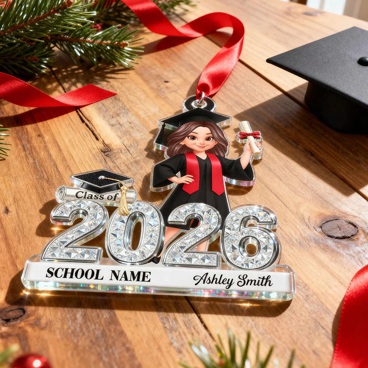 3D Shiny Effect Class Of 2025 2026 Senior - Personalized Acrylic Ornament - Image 9