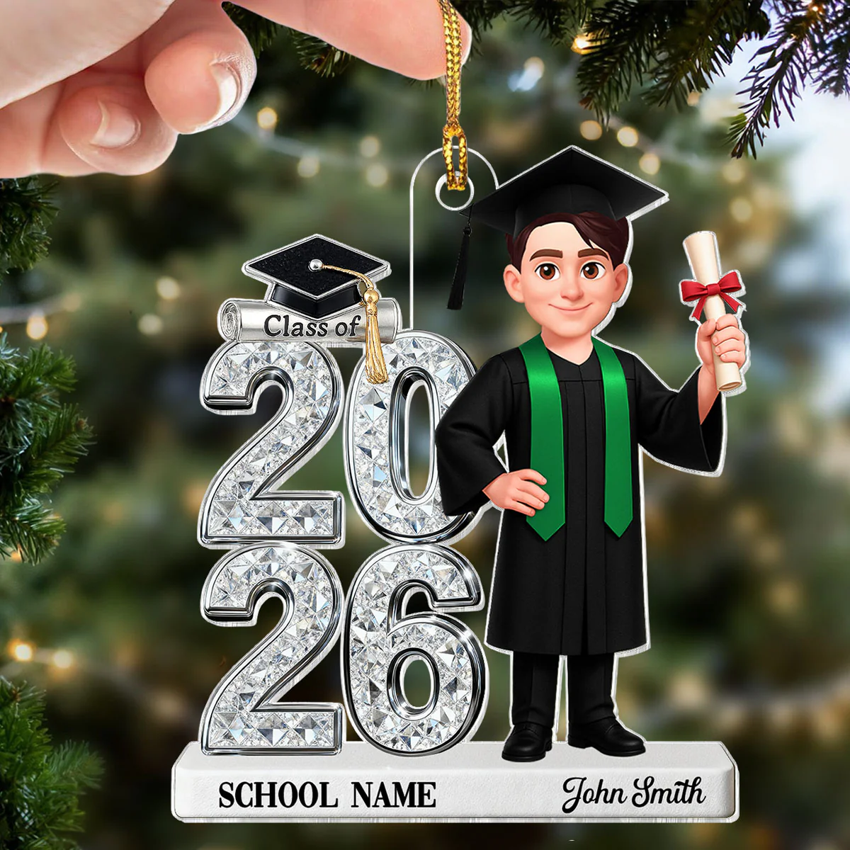 3D Shiny Effect Class Of 2025 2026 Senior - Personalized Acrylic Car Hanger- Gift For Graduates, Daughter, Son - Image 10