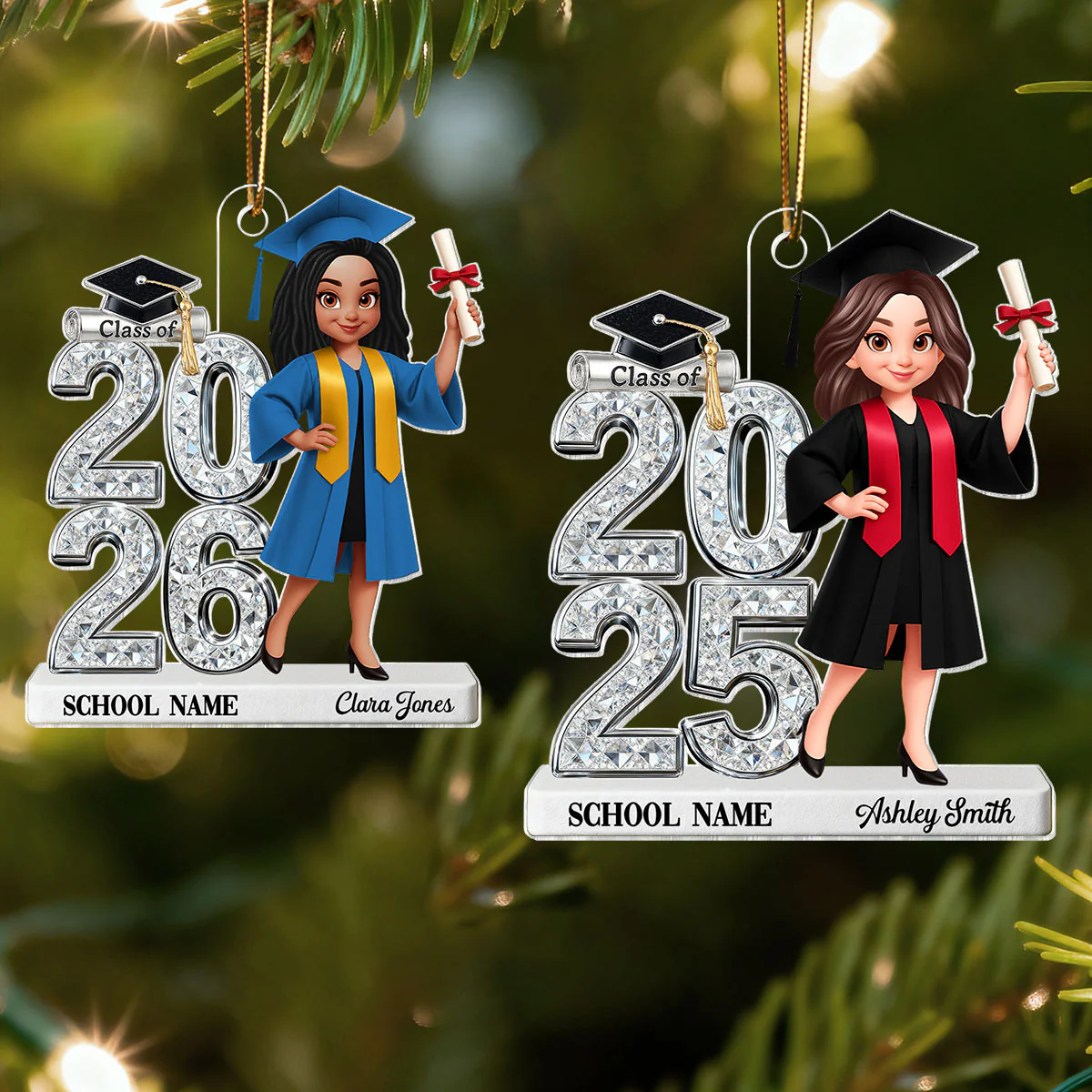 3D Shiny Effect Class Of 2025 2026 Senior - Personalized Acrylic Car Hanger- Gift For Graduates, Daughter, Son - Image 12