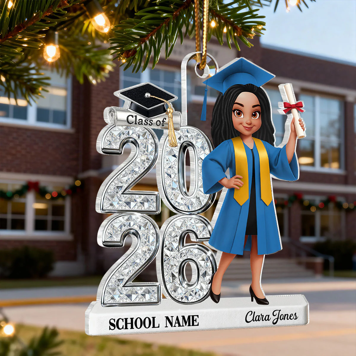 3D Shiny Effect Class Of 2025 2026 Senior - Personalized Acrylic Car Hanger- Gift For Graduates, Daughter, Son - Image 3
