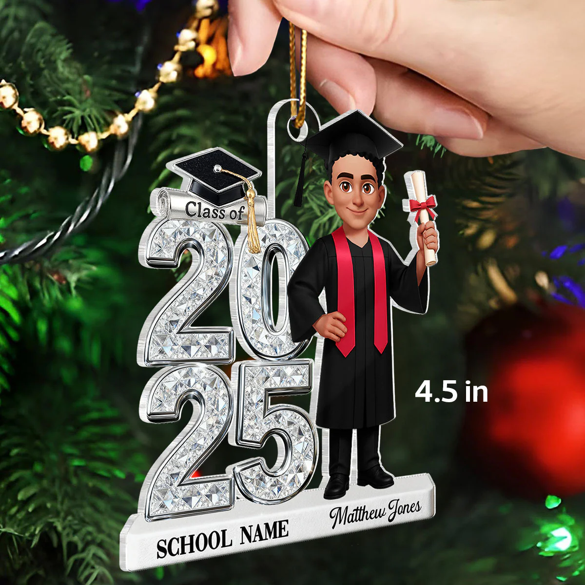3D Shiny Effect Class Of 2025 2026 Senior - Personalized Acrylic Car Hanger- Gift For Graduates, Daughter, Son - Image 4