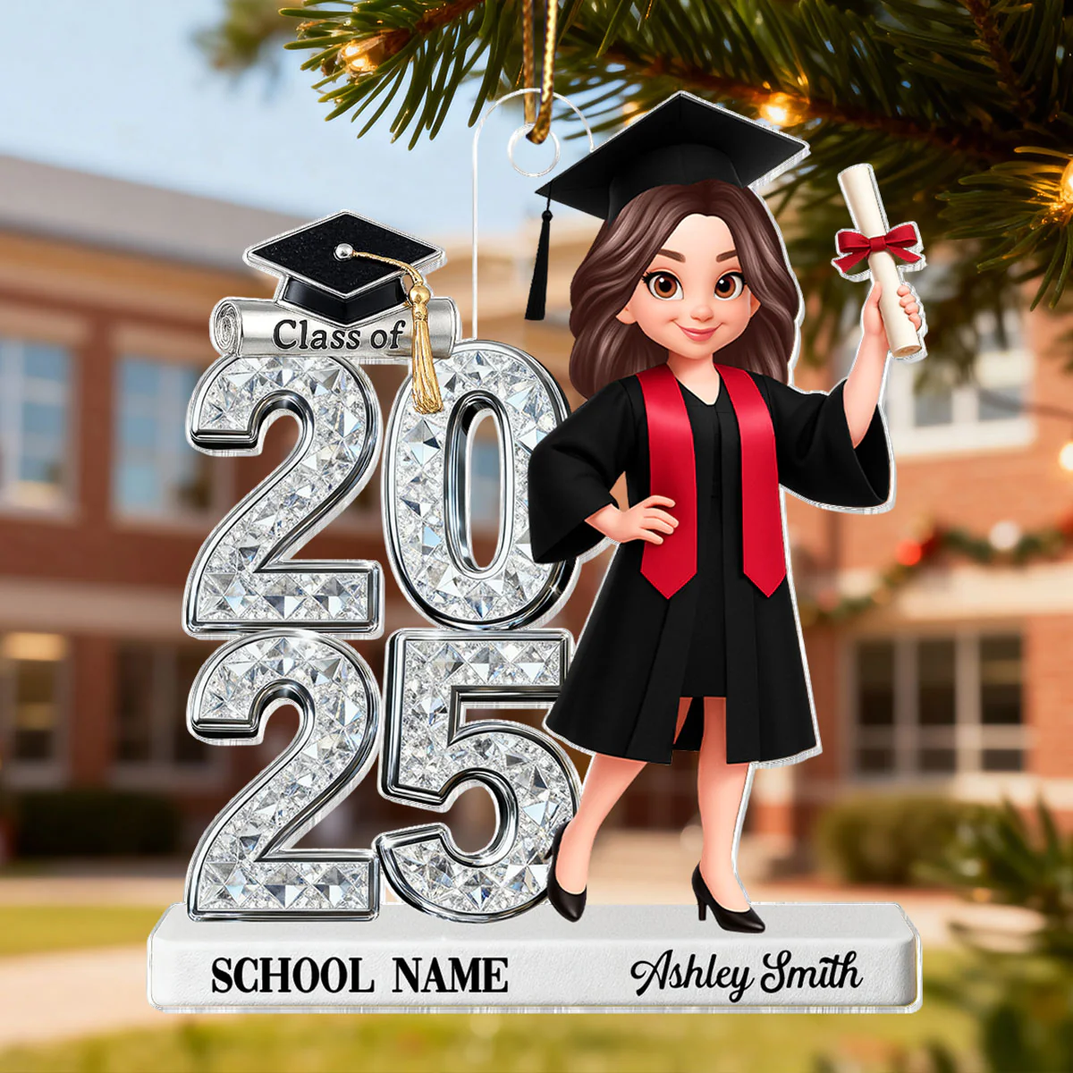 3D Shiny Effect Class Of 2025 2026 Senior - Personalized Acrylic Car Hanger- Gift For Graduates, Daughter, Son - Image 5