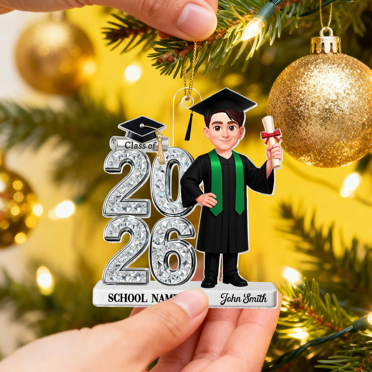3D Shiny Effect Class Of 2025 2026 Senior - Personalized Acrylic Car Hanger- Gift For Graduates, Daughter, Son - Image 6