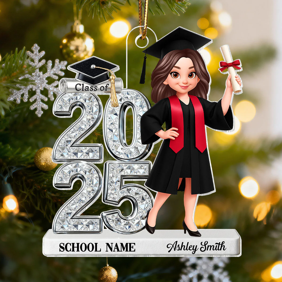 3D Shiny Effect Class Of 2025 2026 Senior - Personalized Acrylic Car Hanger- Gift For Graduates, Daughter, Son - Image 8