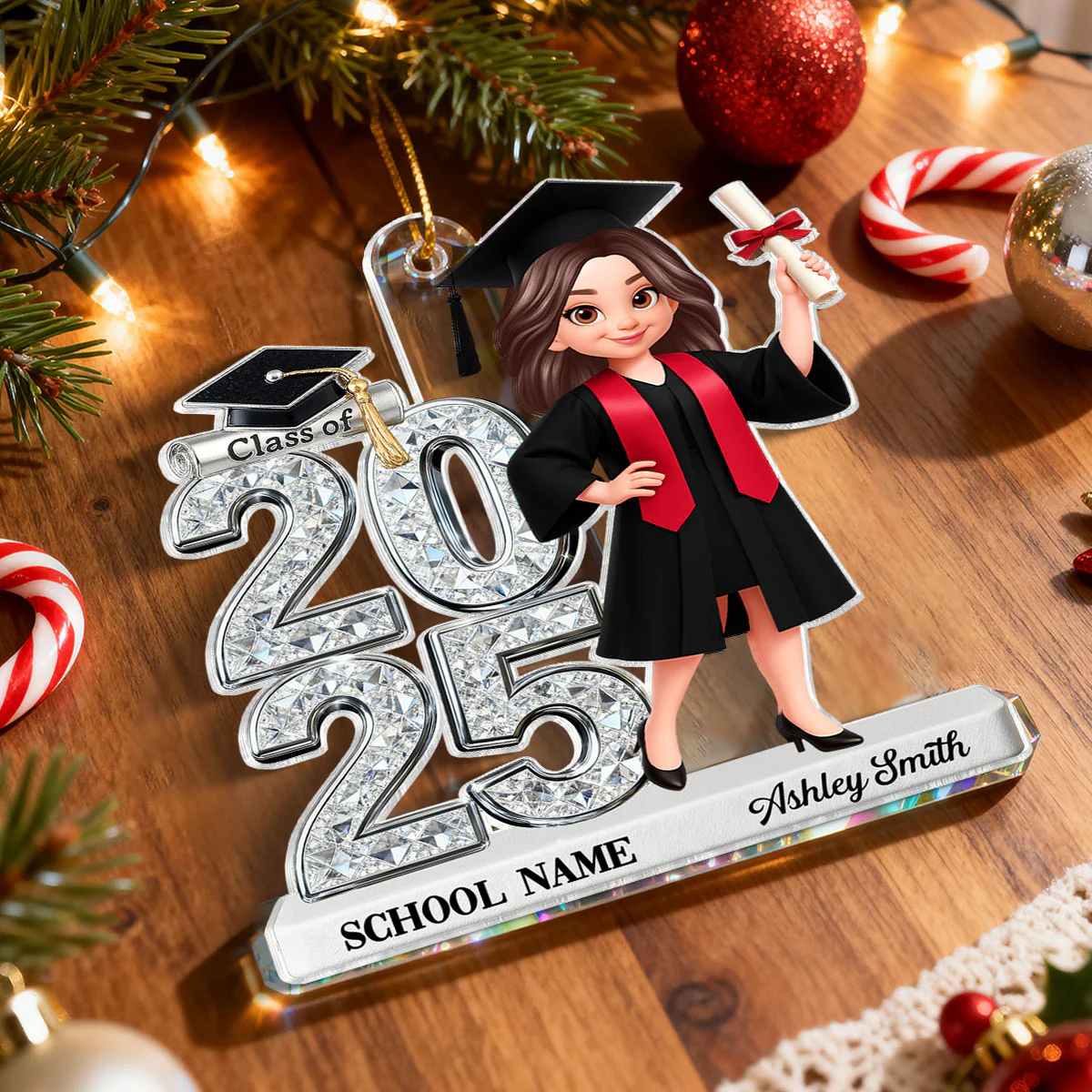 3D Shiny Effect Class Of 2025 2026 Senior - Personalized Acrylic Car Hanger- Gift For Graduates, Daughter, Son - Image 9