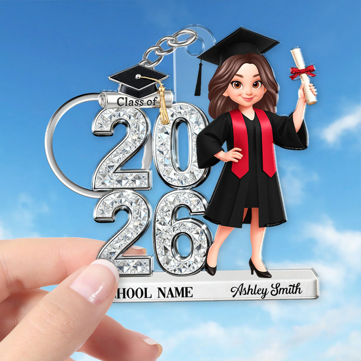 3D Shiny Effect Class Of 2026 2027 Senior - Personalized Acrylic Keychain - Gift For Graduates, Daughter, Son - Image 3