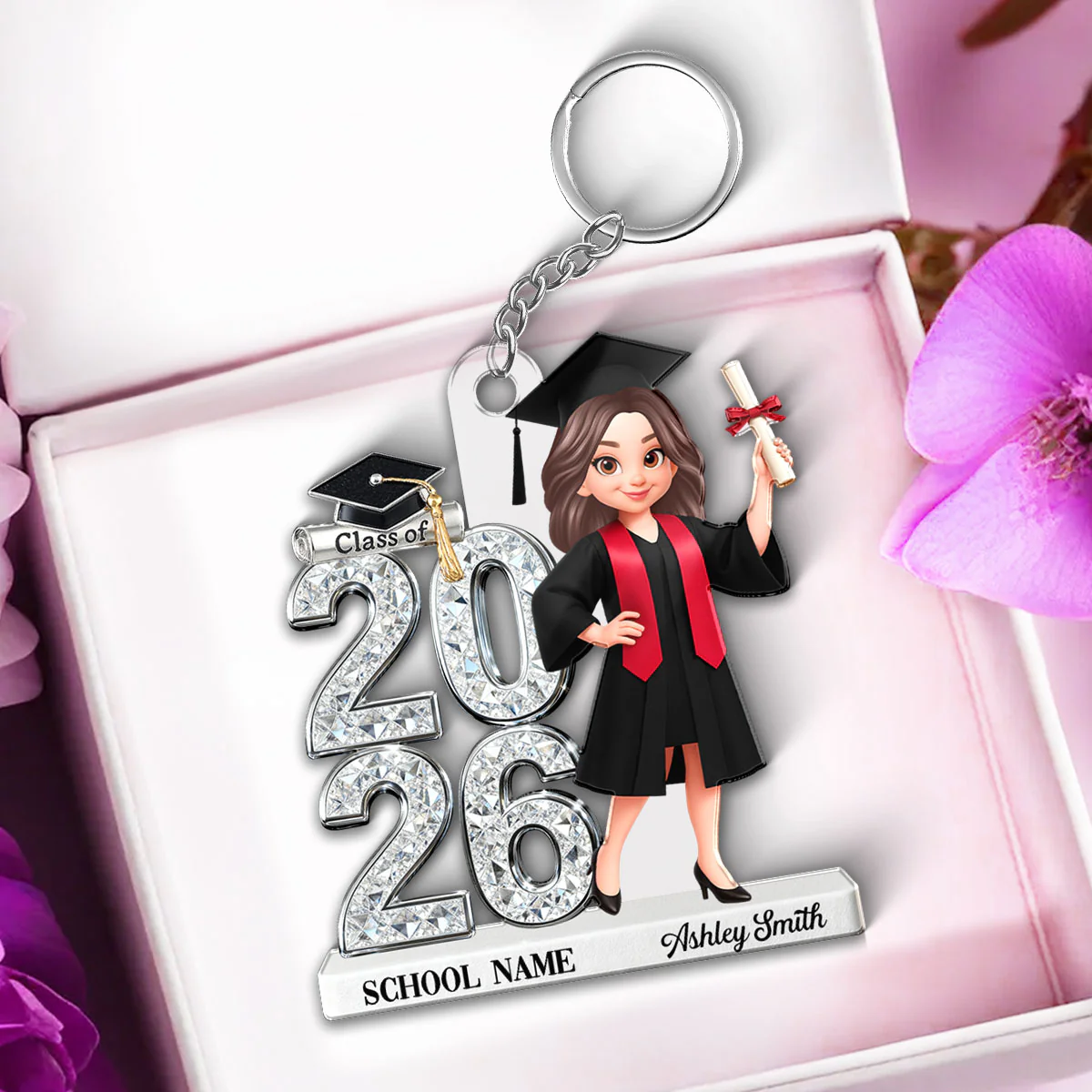 3D Shiny Effect Class Of 2026 2027 Senior - Personalized Acrylic Keychain - Gift For Graduates, Daughter, Son - Image 4