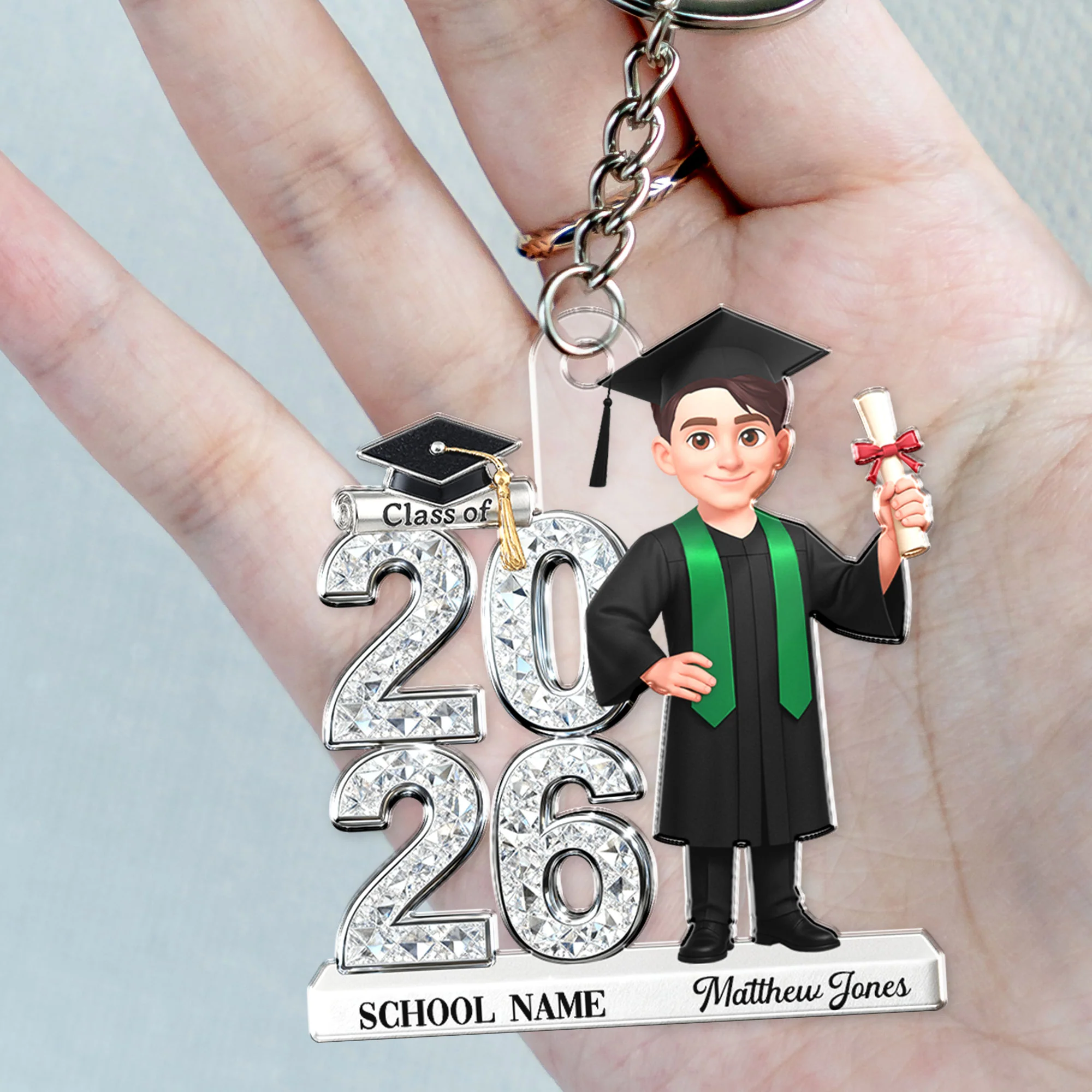 3D Shiny Effect Class Of 2026 2027 Senior - Personalized Acrylic Keychain - Gift For Graduates, Daughter, Son - Image 5