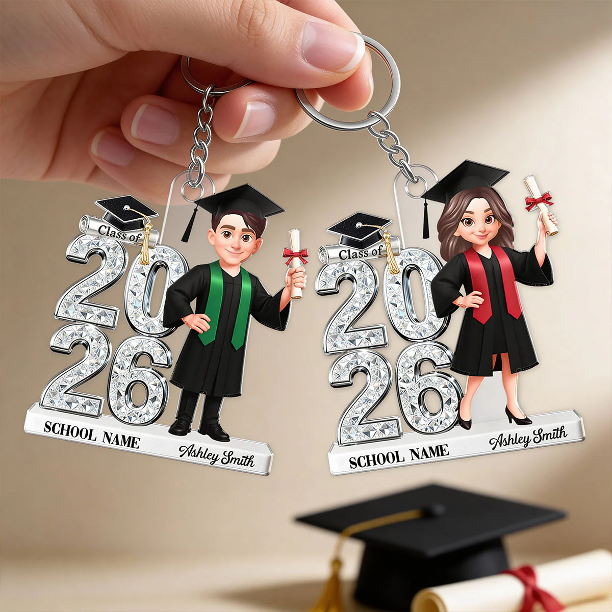 3D Shiny Effect Class Of 2026 2027 Senior - Personalized Acrylic Keychain - Gift For Graduates, Daughter, Son - Image 8
