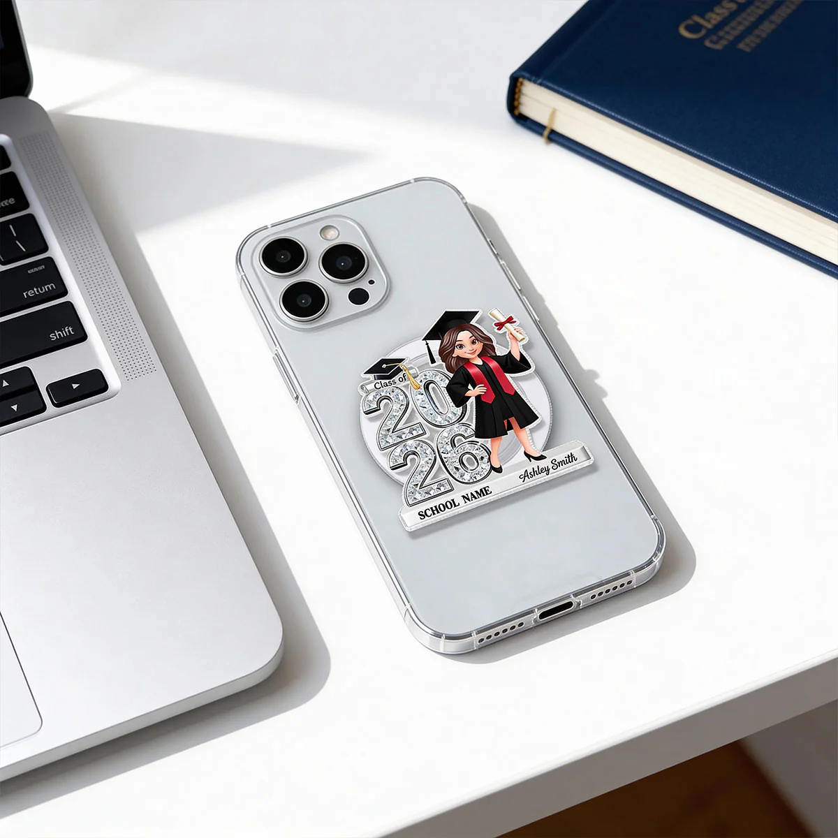 3D Shiny Effect Class Of 2026 2027 Senior - Personalized Acrylic Magnetic Phone Grip - Gift For Graduates, Daughter, Son - Image 7