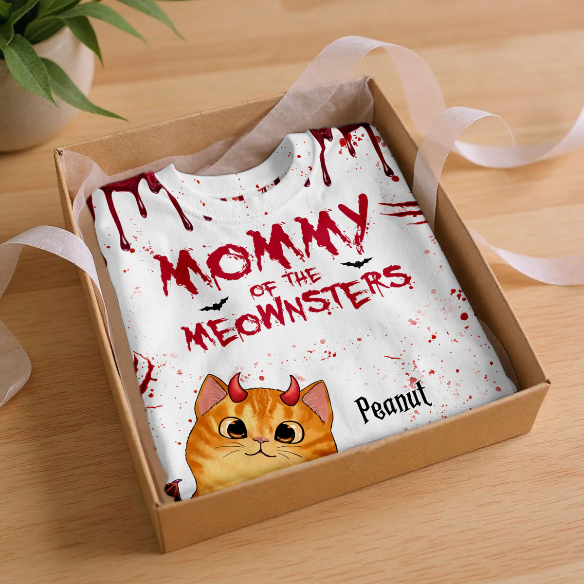 Halloween Peeking Cats Mommy Daddy Of The Meownsters Personalized 3D Shirt - Image 3