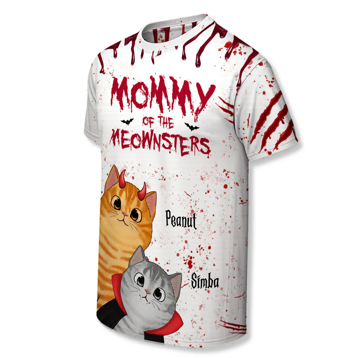 Halloween Peeking Cats Mommy Daddy Of The Meownsters Personalized 3D Shirt - Image 9