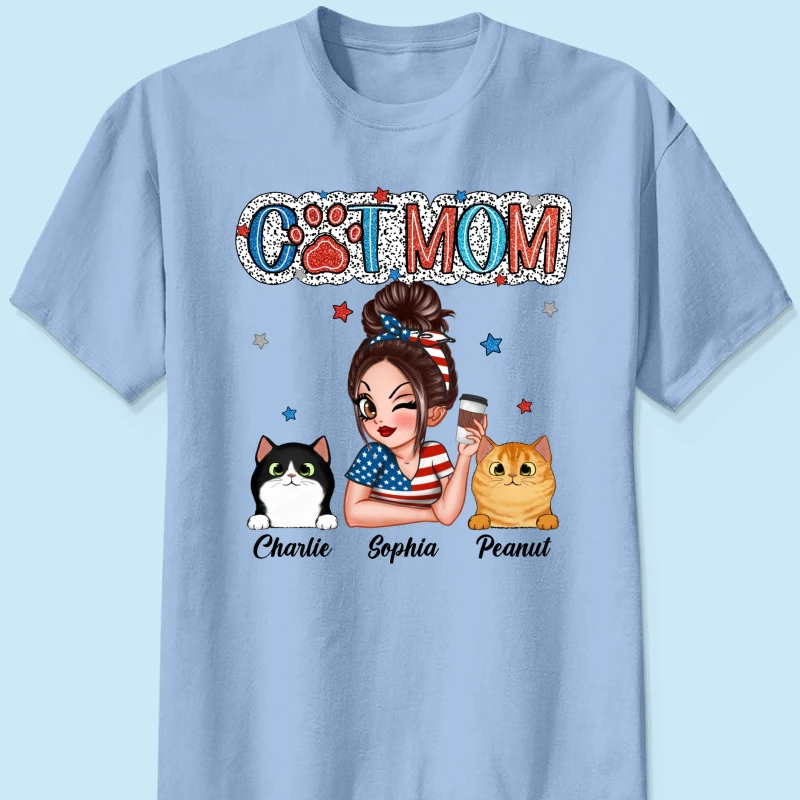 4th Of July Cat Mom Personalized Shirt, Gift For Cat Lover - Image 10