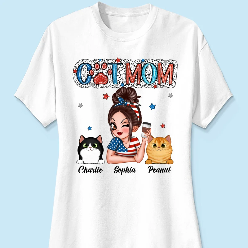 4th Of July Cat Mom Personalized Shirt, Gift For Cat Lover - Image 12