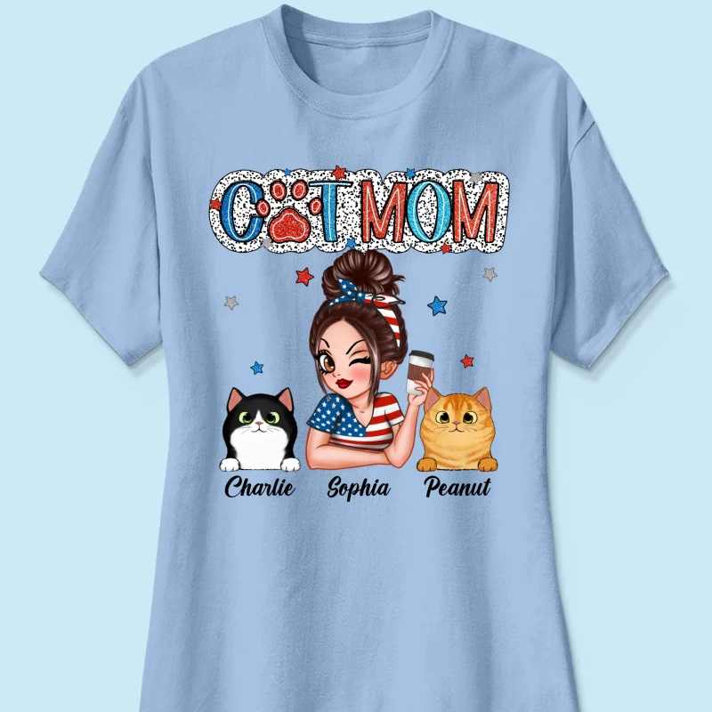 4th Of July Cat Mom Personalized Shirt, Gift For Cat Lover - Image 14