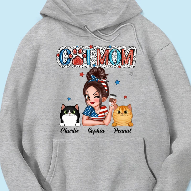 4th Of July Cat Mom Personalized Shirt, Gift For Cat Lover - Image 17