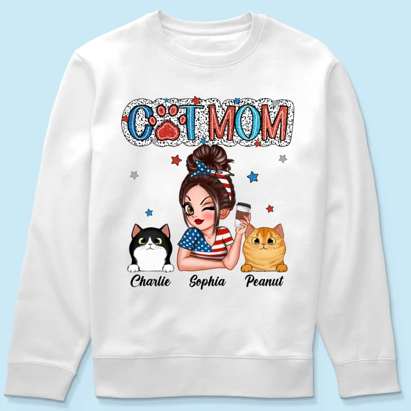 4th Of July Cat Mom Personalized Shirt, Gift For Cat Lover - Image 19